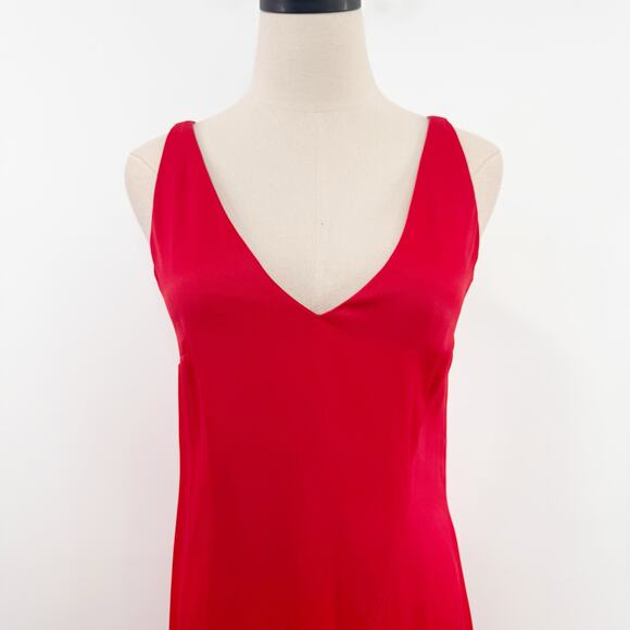 & Other Stories Satin Dress Red Midi Bias Cut Slip Party Holiday Cocktail Size 2 - Picture 2 of 15